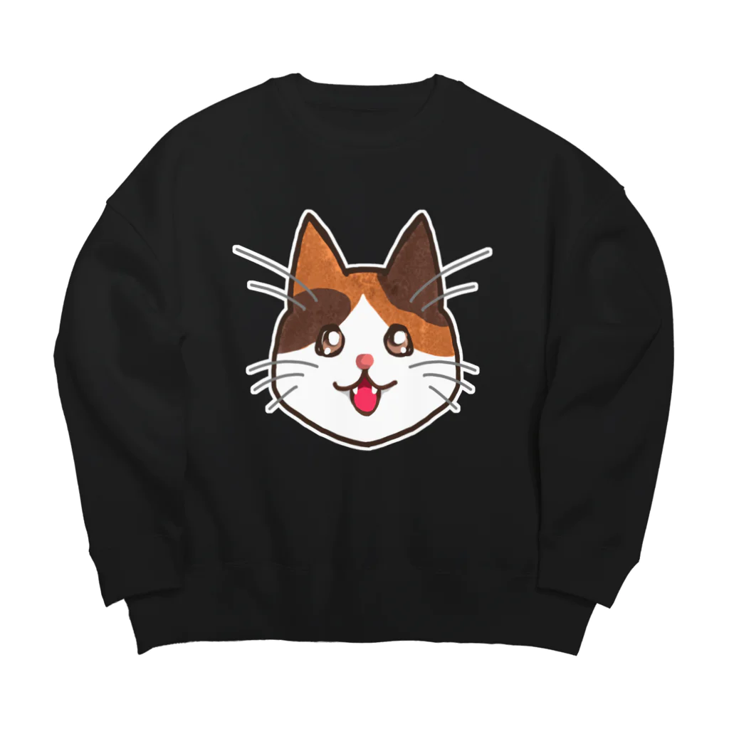 コナカマ通販SUZURI支店の三毛猫ちゃん Big Crew Neck Sweatshirt