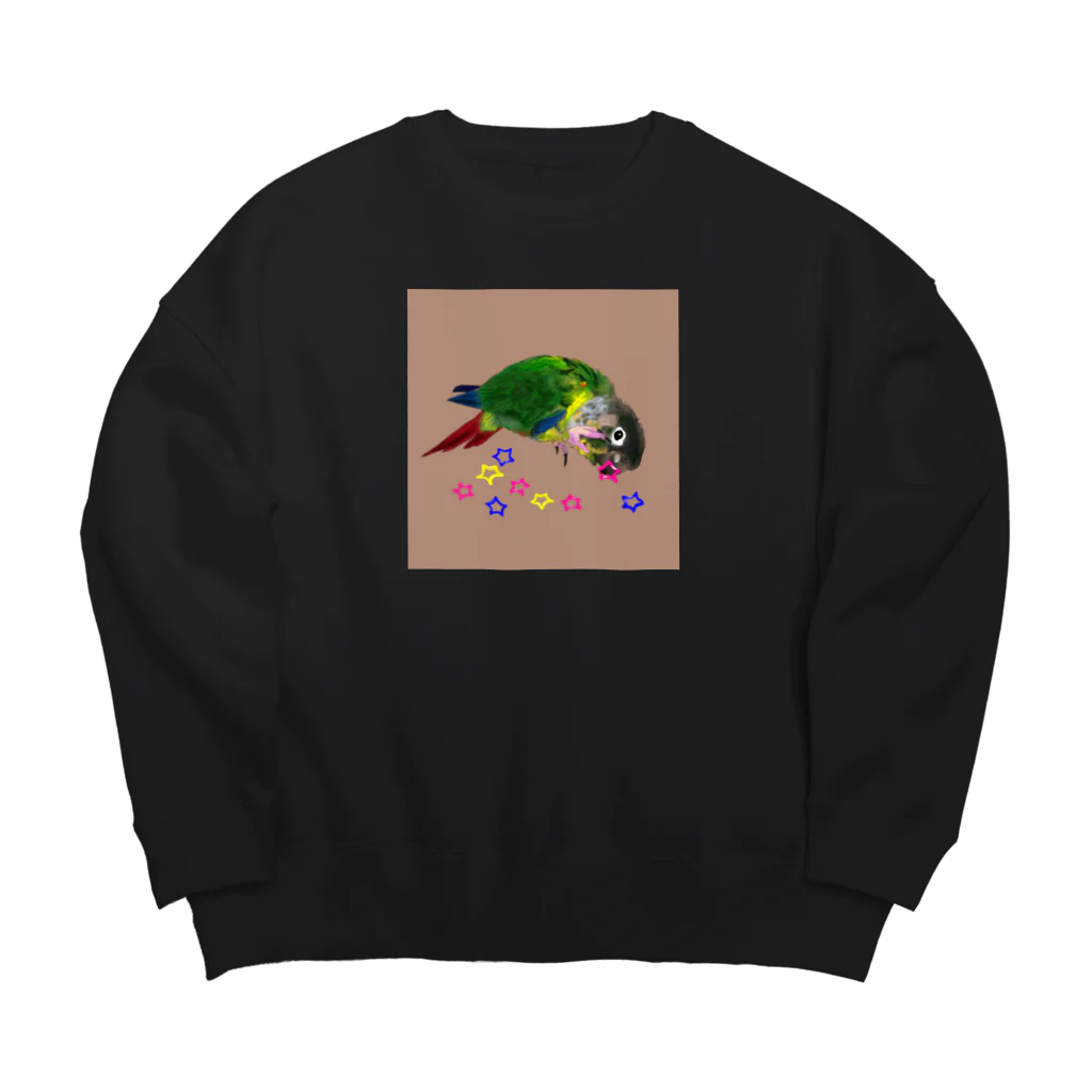 アキクサインコとウロコインコのウロコインコと☆【背景あり】 Big Crew Neck Sweatshirt