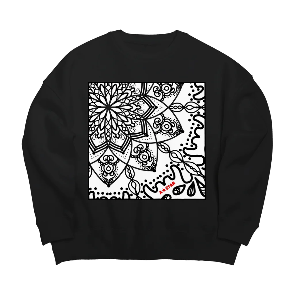 A★STARのASTARモノクロ曼荼羅＋ONE Big Crew Neck Sweatshirt