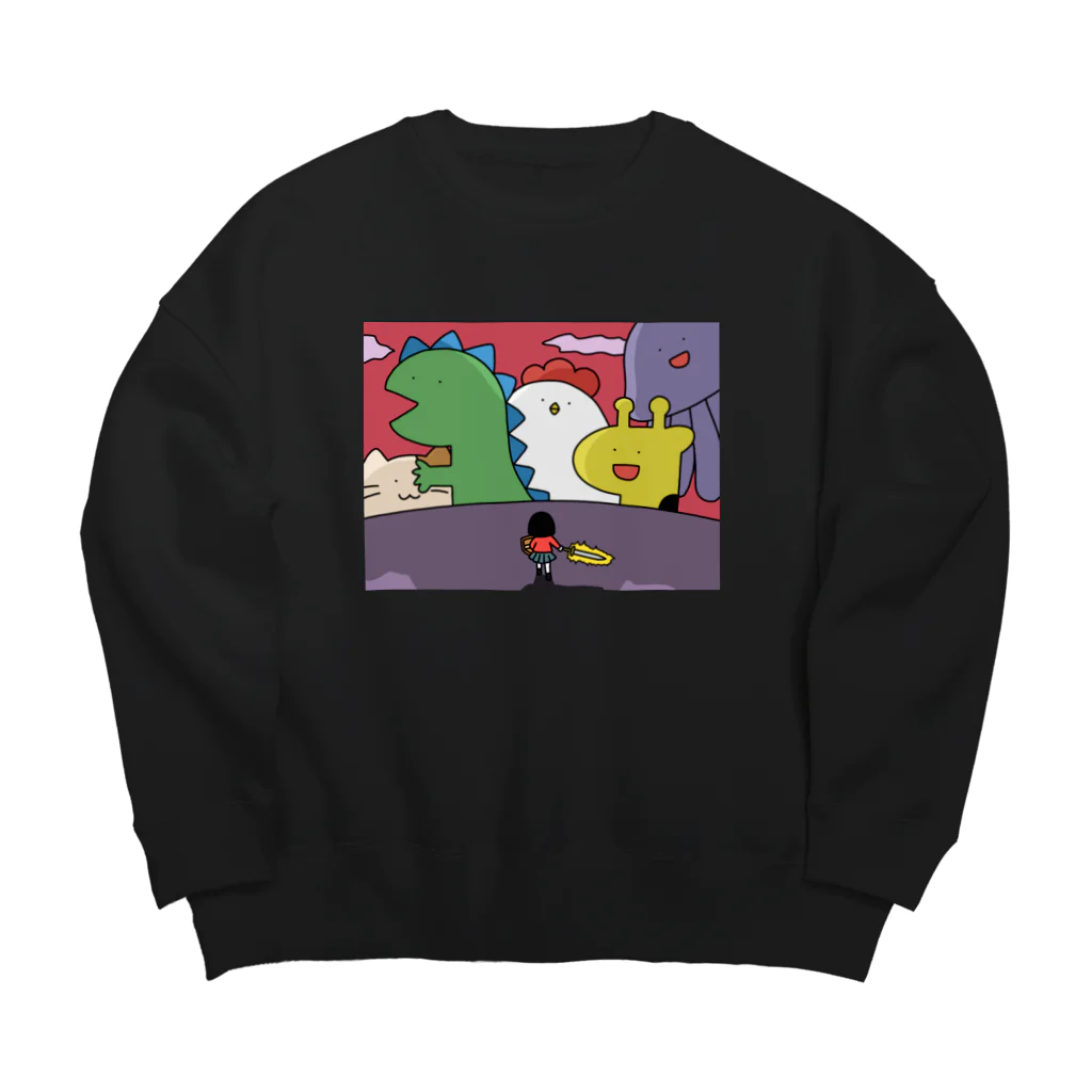 さかもとこのみのグッズやさんのラスボスがたくさん Big Crew Neck Sweatshirt