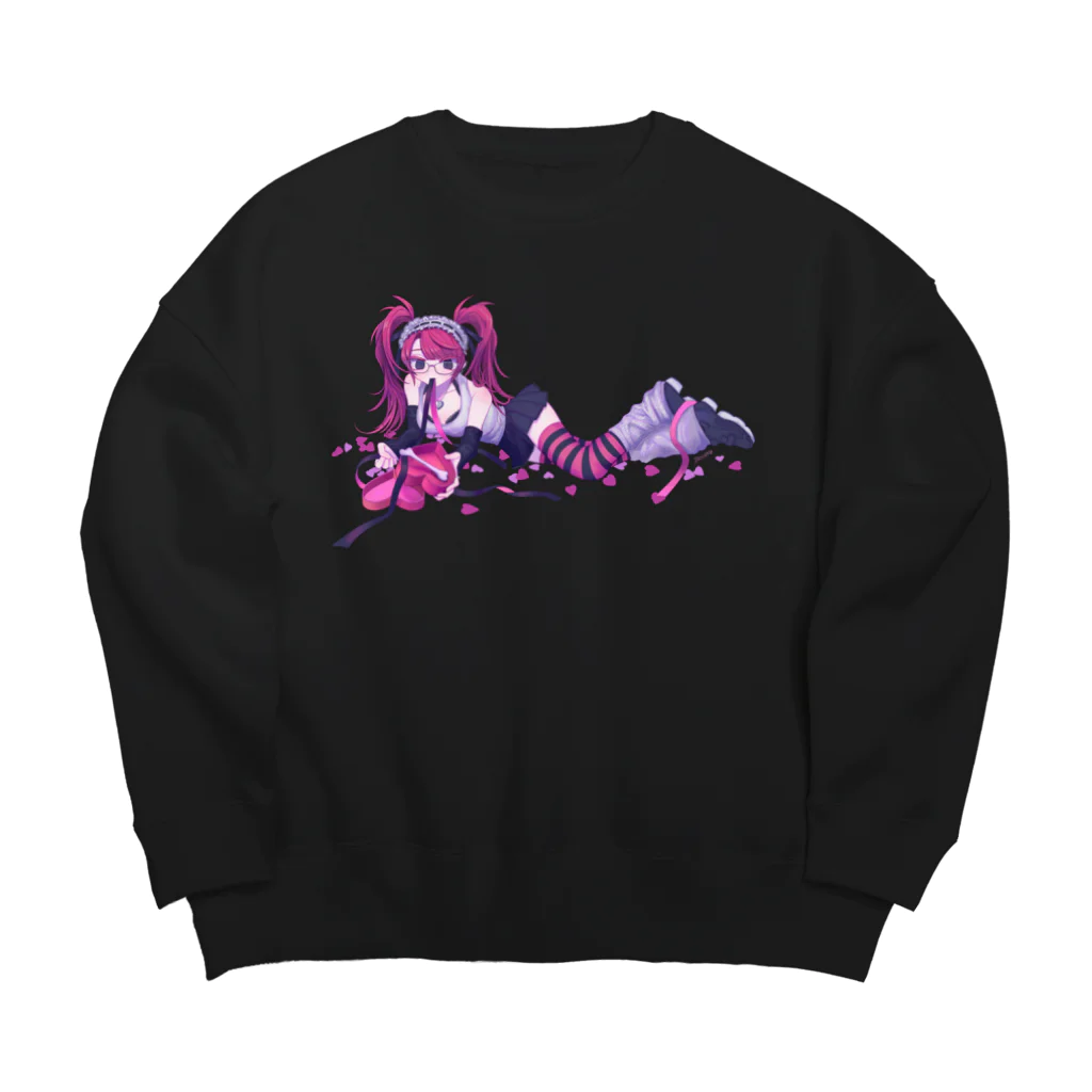 ナタコデデの赤メガネ娘 Big Crew Neck Sweatshirt