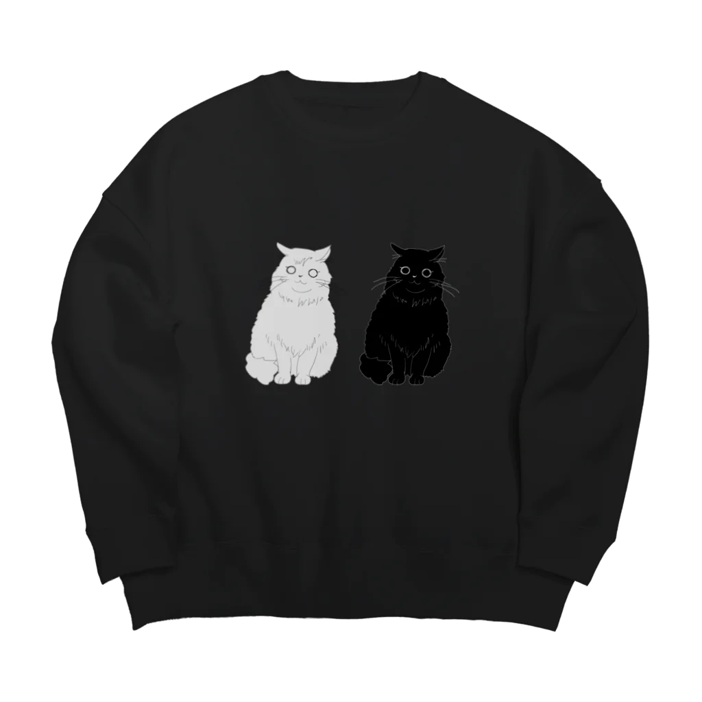 春猫荘のもふもふグレ猫＆黒猫 Big Crew Neck Sweatshirt