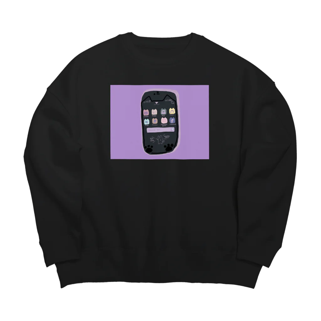 Bisous ^3^ ビズのねこphone  purple Big Crew Neck Sweatshirt