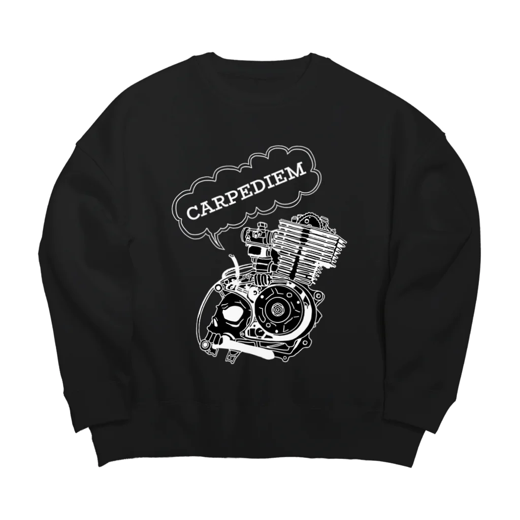 CARPE DIEMのドクロエンジン黒 Big Crew Neck Sweatshirt