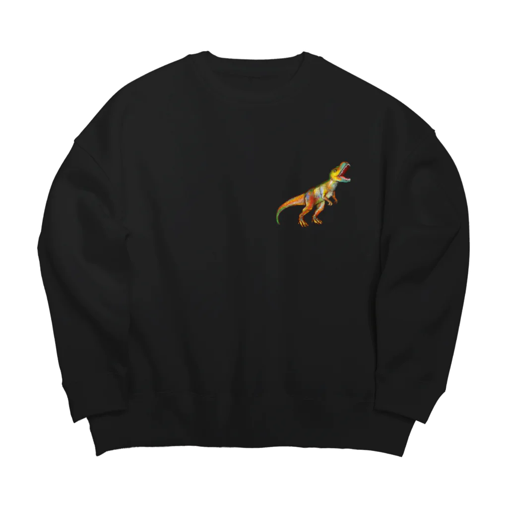 油絵描きの小物売り場のティラノサウルス（ファッション） Big Crew Neck Sweatshirt