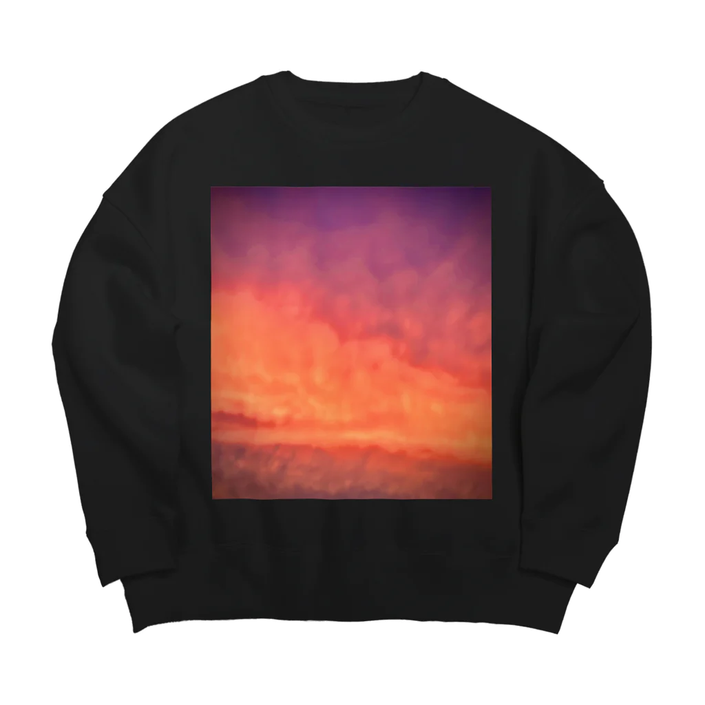 でおきしりぼ子の実験室の夕焼けすぎる雲-縦 Big Crew Neck Sweatshirt