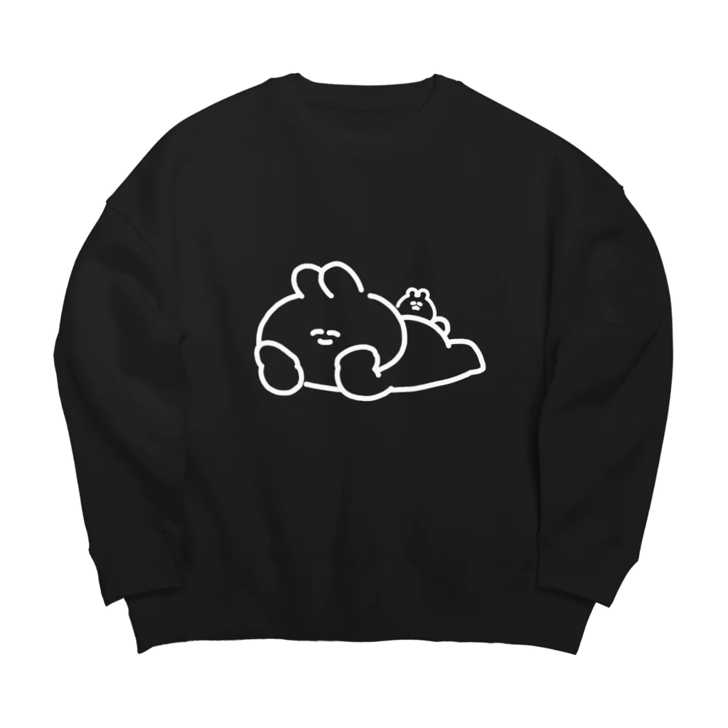 ナポリのSUZURIの寝そべりうさちゃんハムちゃん Big Crew Neck Sweatshirt