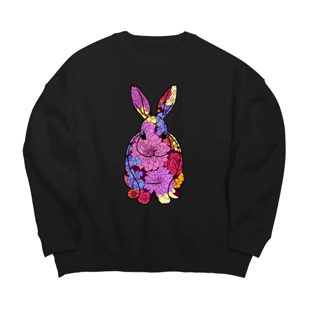 カラスネコの花ウサギ Big Crew Neck Sweatshirt