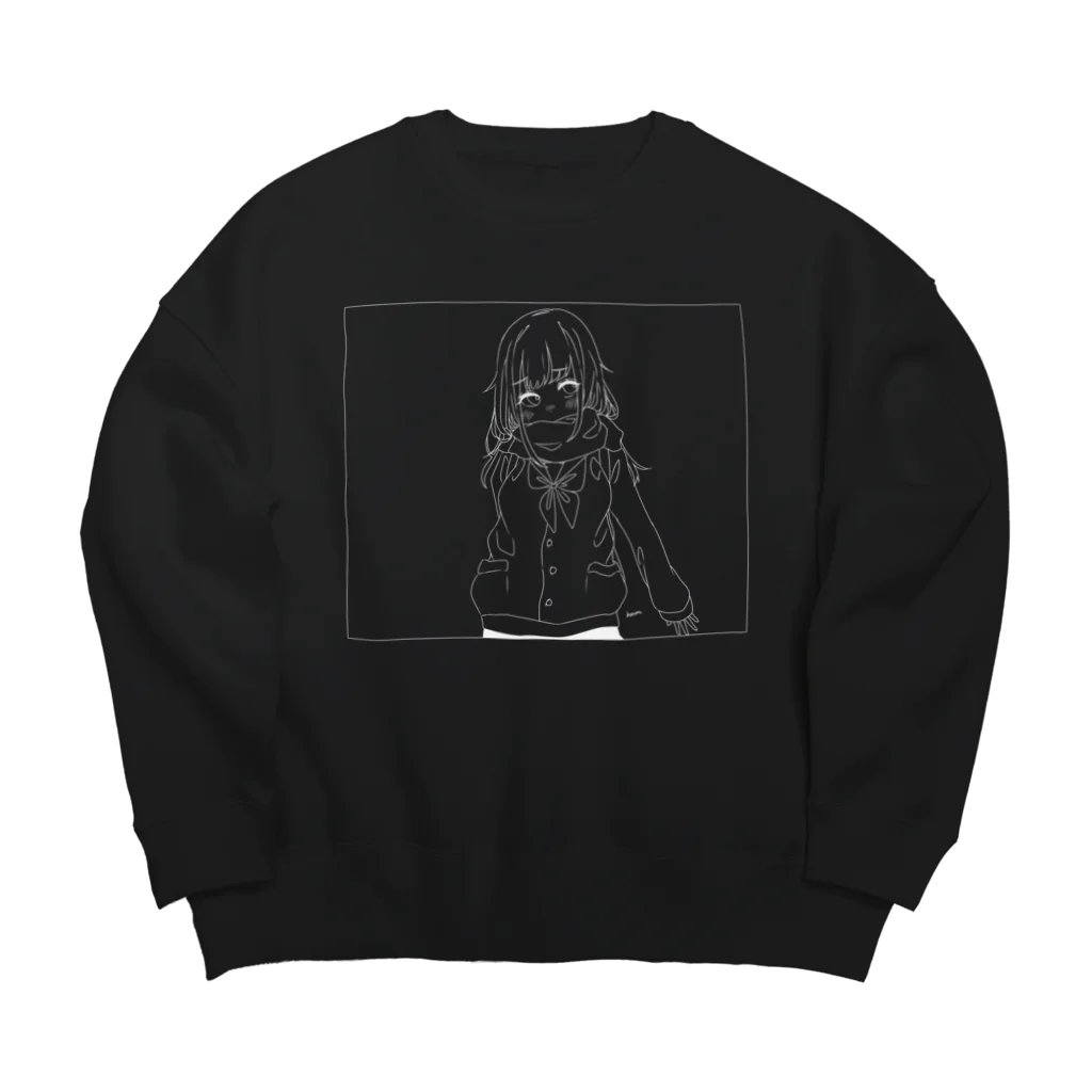 はんめおりじなるの寒いから手繋ごうよ(ホワイト Big Crew Neck Sweatshirt