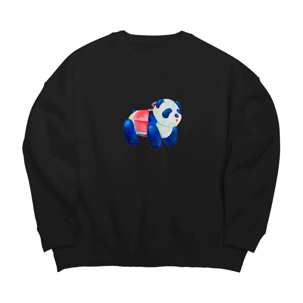 なるしまなるしのパンダカーの絵 Big Crew Neck Sweatshirt