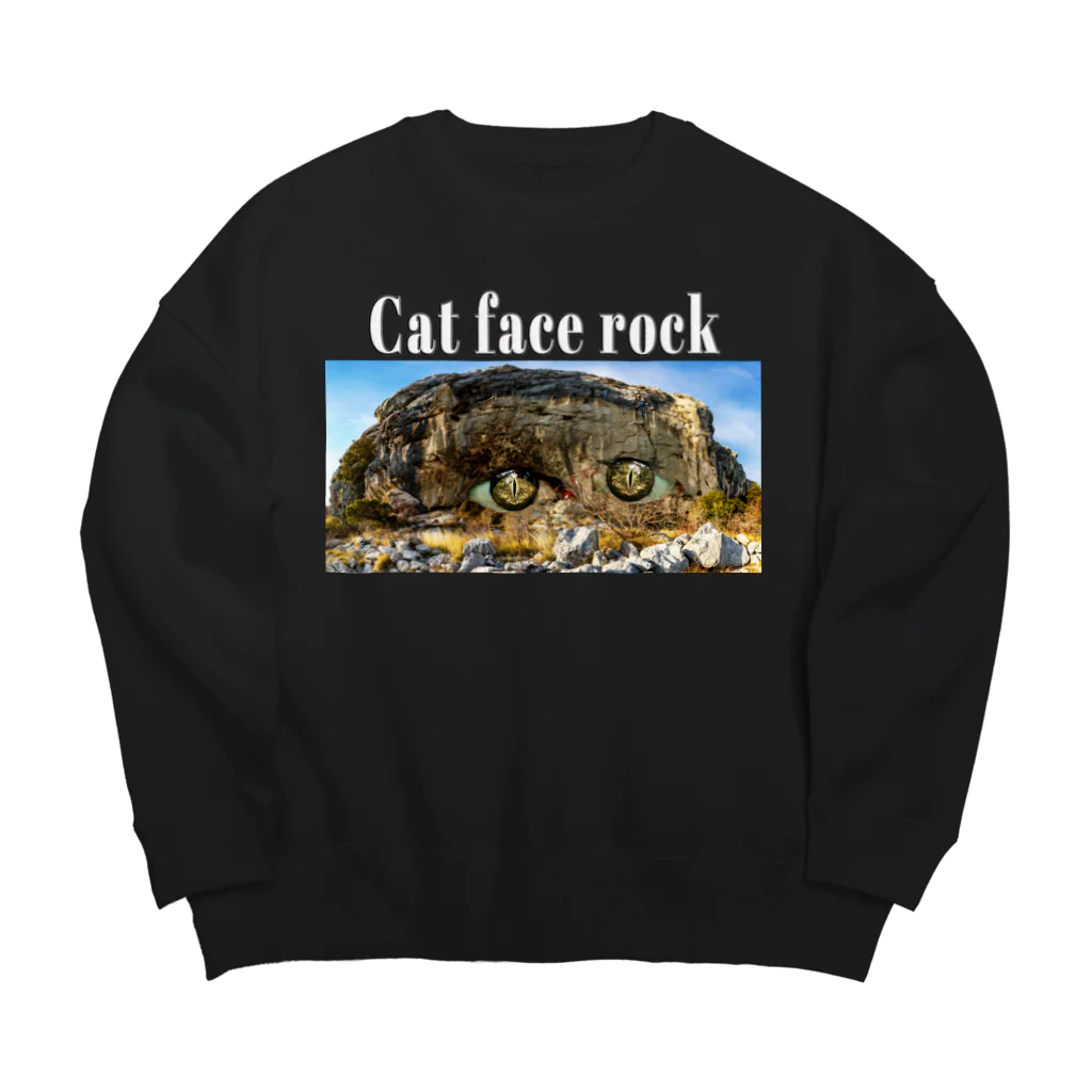 PALA's SHOP　cool、シュール、古風、和風、のCAT　face　rock Big Crew Neck Sweatshirt