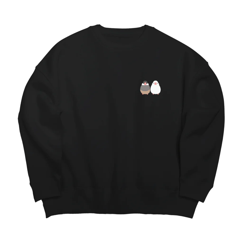 雛乃の文鳥グッズ屋さんの仲良し文鳥さんシリーズ Big Crew Neck Sweatshirt