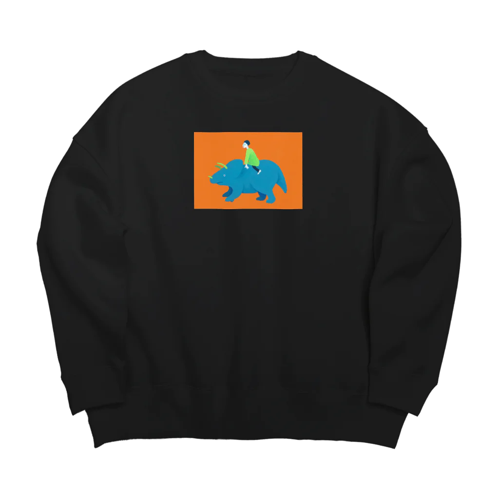 kayashopの恐竜とおさんぽ Big Crew Neck Sweatshirt