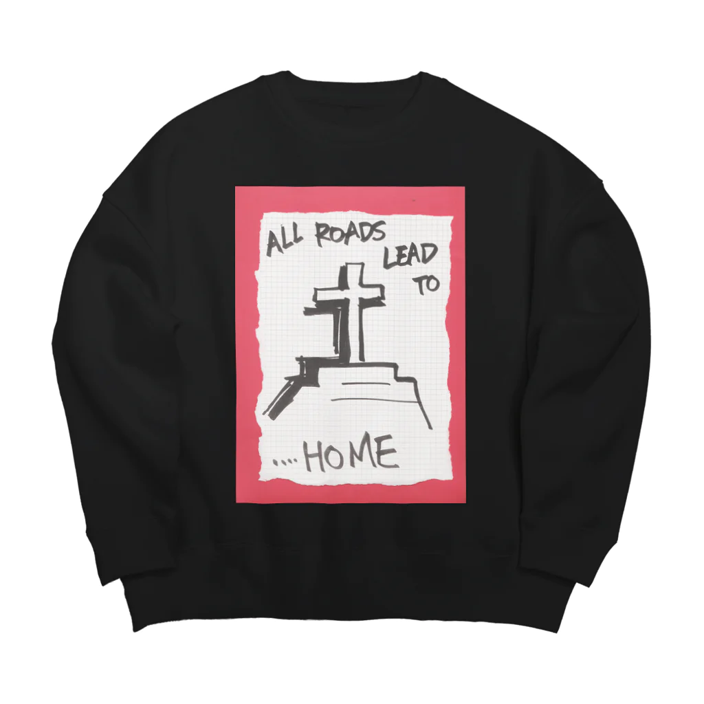 LUNARHOLIC STOREの偽諺～弐～「全ての道はホームに通ず」(赤縁) Big Crew Neck Sweatshirt