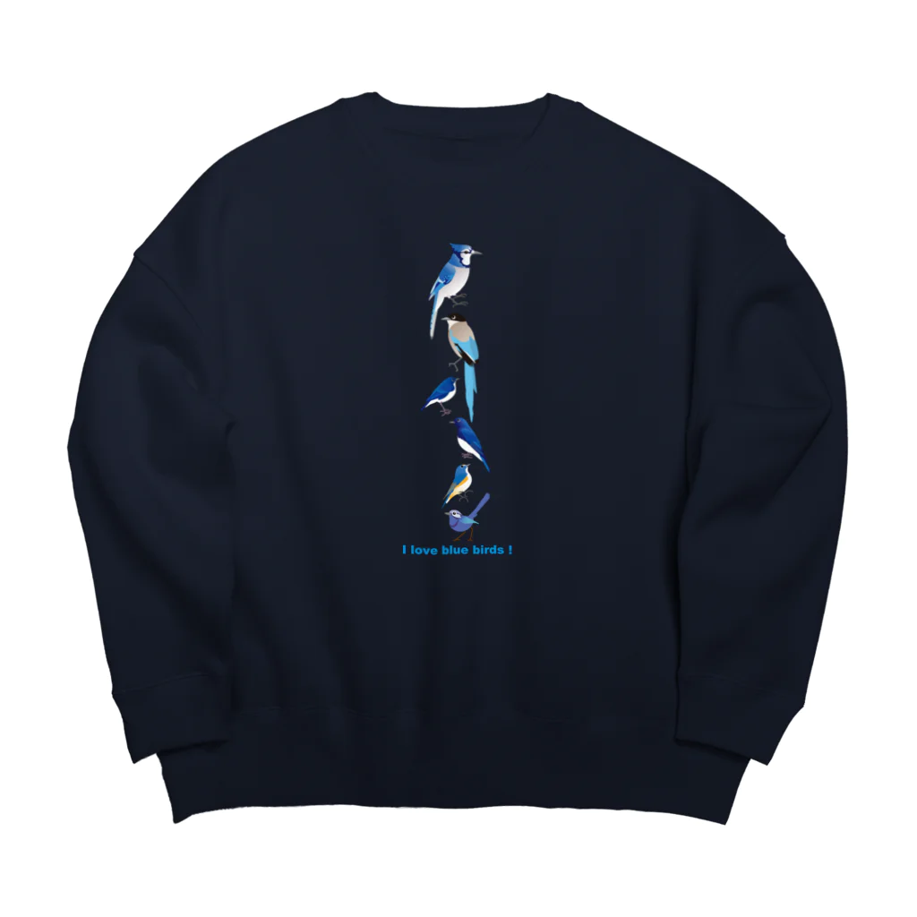 エダマメトイチ雑貨店のI love blue birds 2 Big Crew Neck Sweatshirt