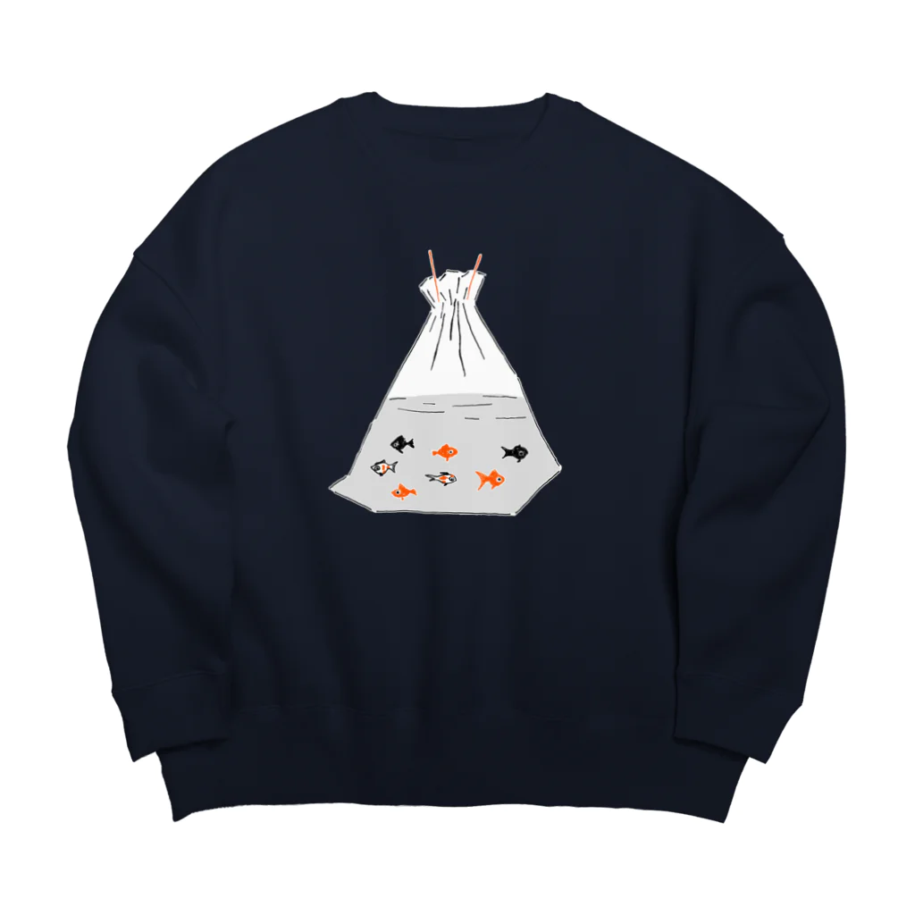 NIKORASU GOの祭りデザイン「金魚すくい」 Big Crew Neck Sweatshirt