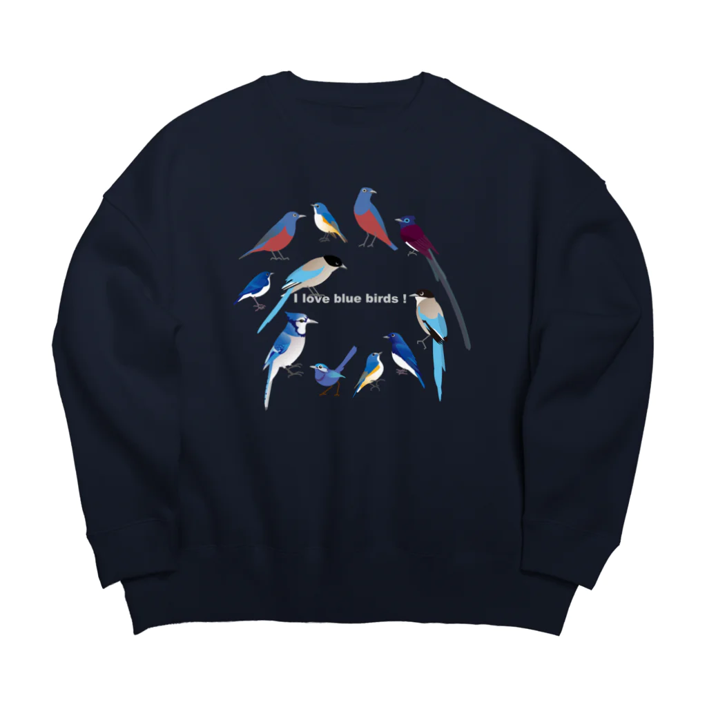 エダマメトイチ雑貨店のI love blue birds 1 大 Big Crew Neck Sweatshirt