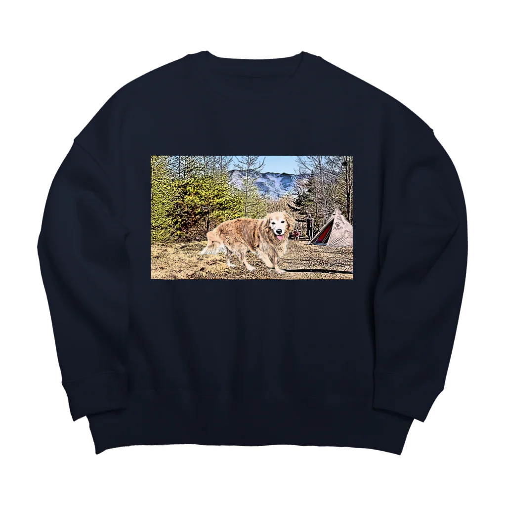 アウトドア大好き秋田犬の◇ゴールデンレトリバーとキャンプ◇ Big Crew Neck Sweatshirt