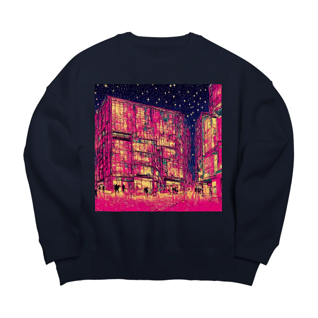 TakashiSのmodern pink city Big Crew Neck Sweatshirt