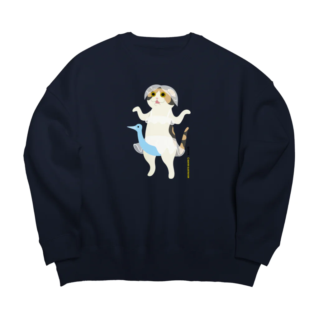 Quatre Illustrationのネコがきてみた♬ 01-S.バレリーナ Big Crew Neck Sweatshirt