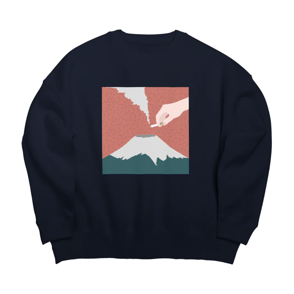 もちもちのもちのSmoking On Mt.Fuji Big Crew Neck Sweatshirt