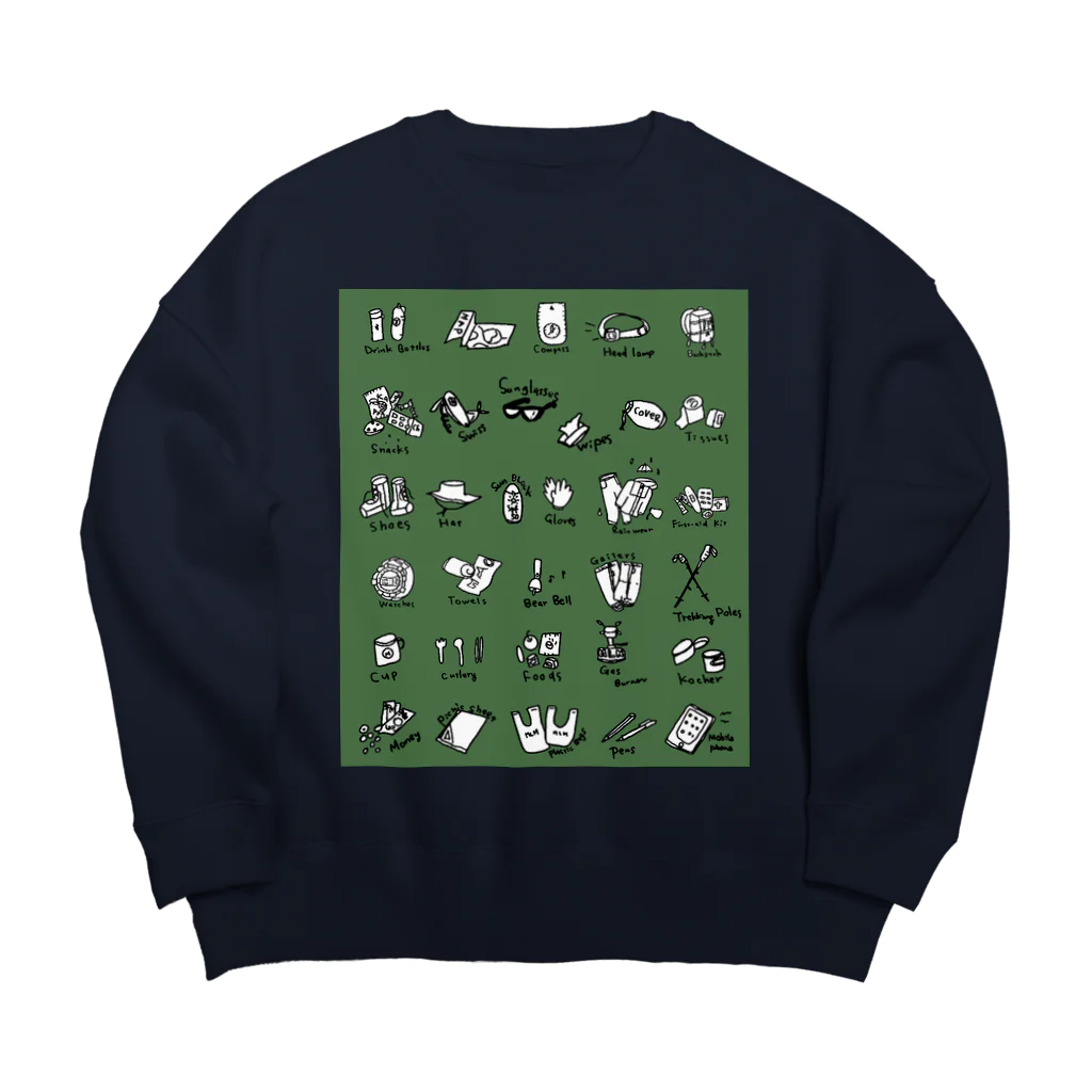 M.L.Merの大人気！登山用品リストイラスト Big Crew Neck Sweatshirt