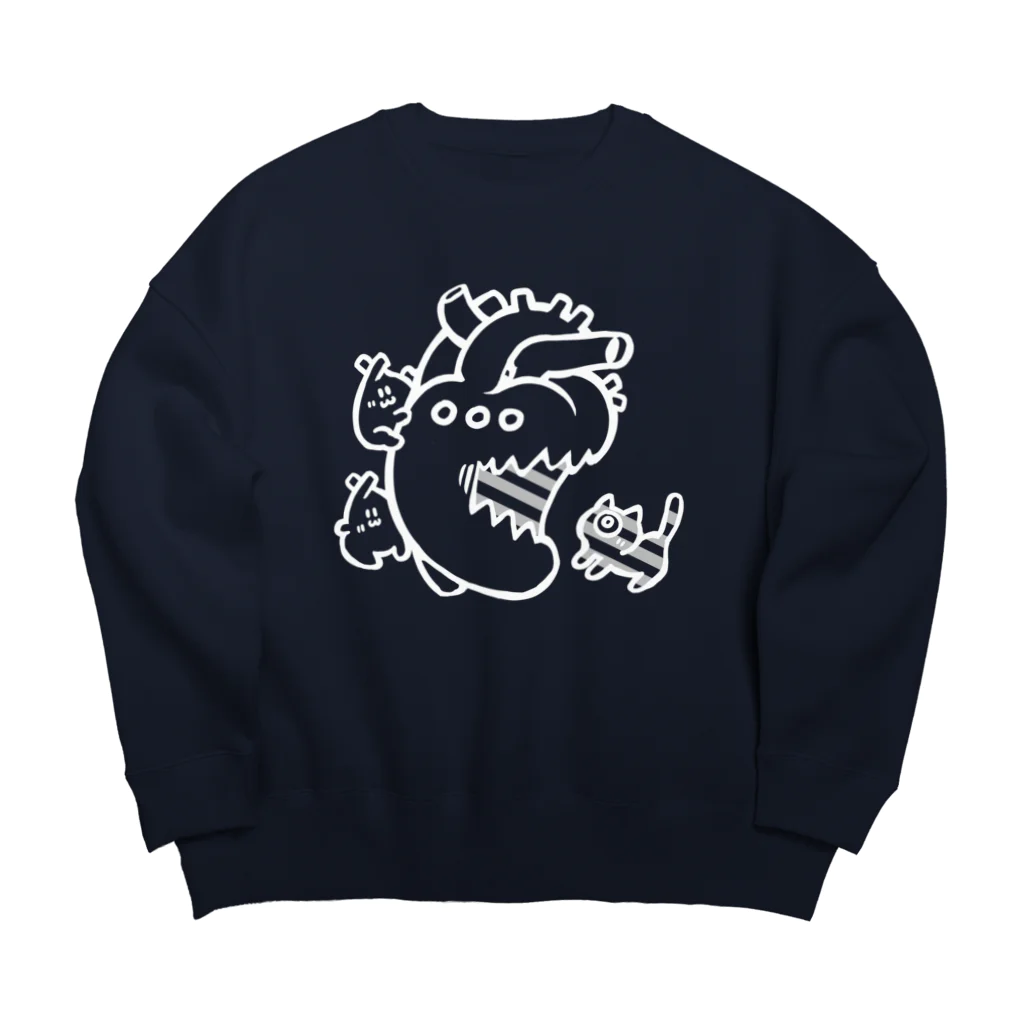 MORIたる露店のハート使いとしましまのねっこ 線画のみ Big Crew Neck Sweatshirt