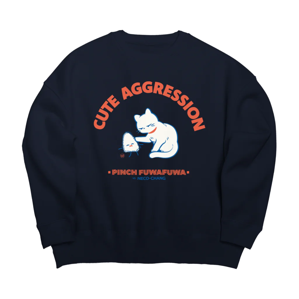 RIYA DAZOのピンチ・フワフワ VS 猫 Big Crew Neck Sweatshirt