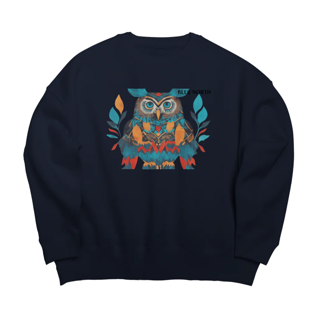 aokitaの【BLUE NORTH】ネイティブ柄ふくろう Big Crew Neck Sweatshirt