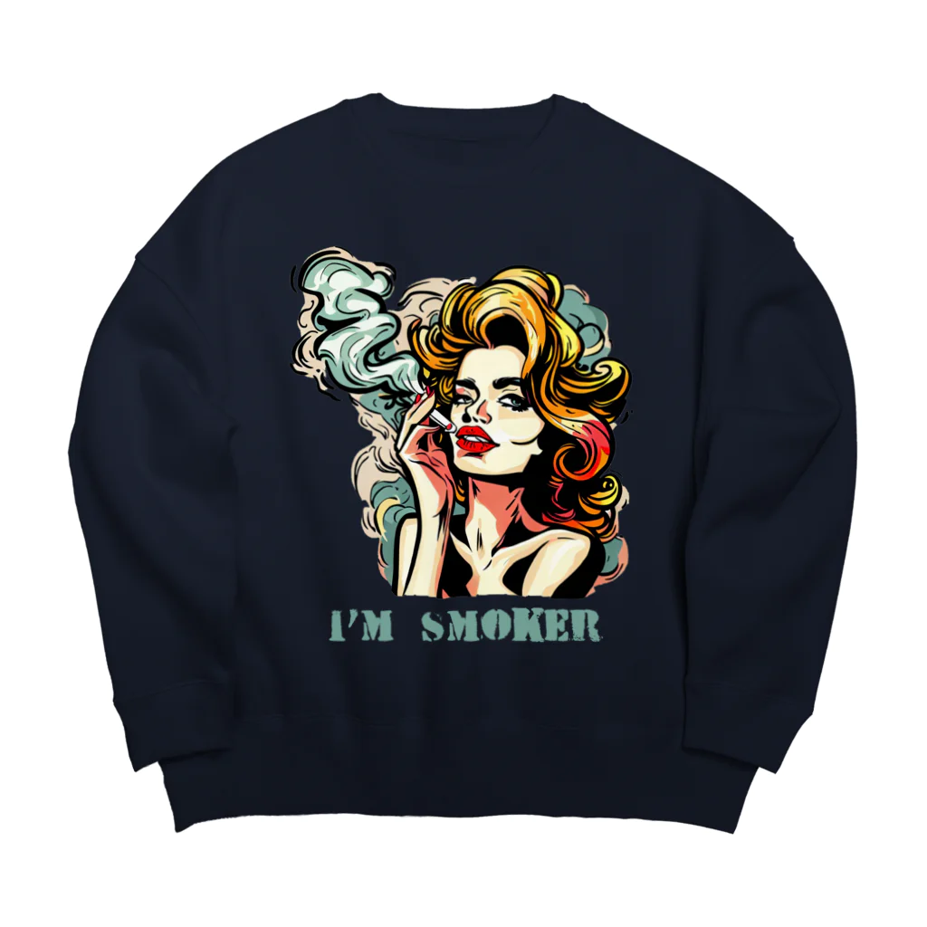 islandmoon13の煙草を吸う美女 Big Crew Neck Sweatshirt