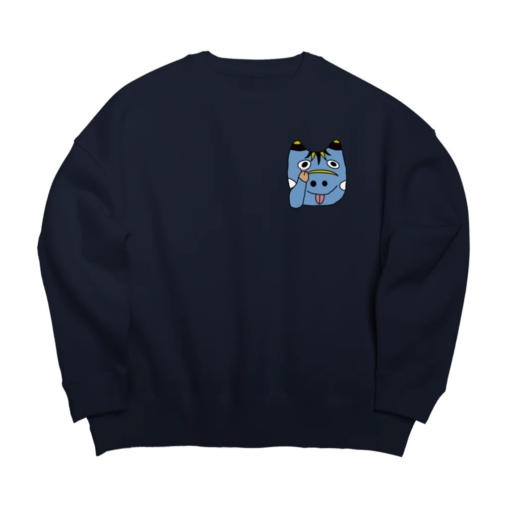 ロジローのあっかんべーこ(青) Big Crew Neck Sweatshirt