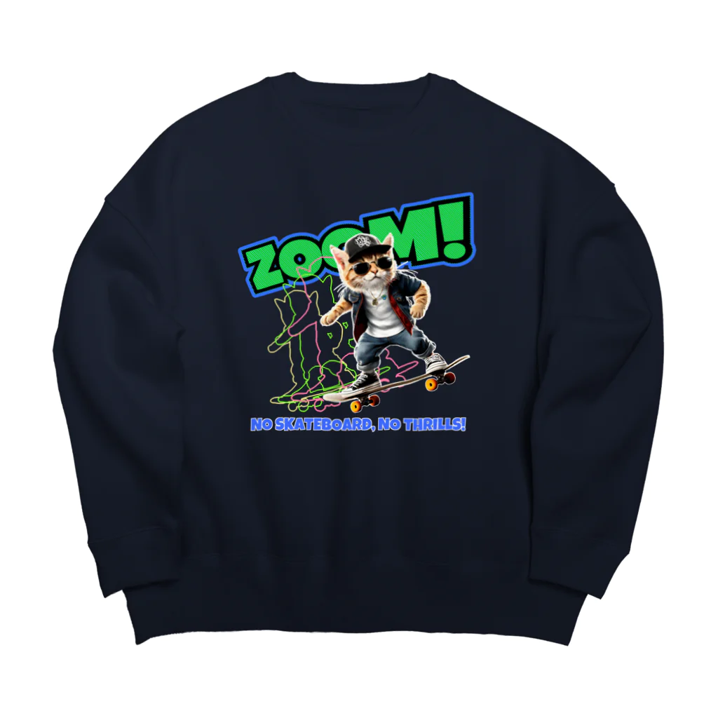 kazu_gのスケボーのない人生なんて!(ネコ) Big Crew Neck Sweatshirt