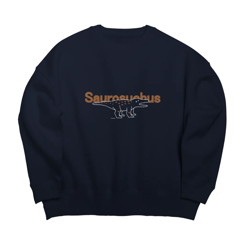 ホリゴメのサウロスクス黒・紺 Big Crew Neck Sweatshirt