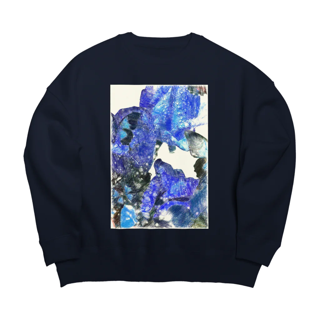 Lost'knotのGlow in the night Blue butterfly Big Crew Neck Sweatshirt