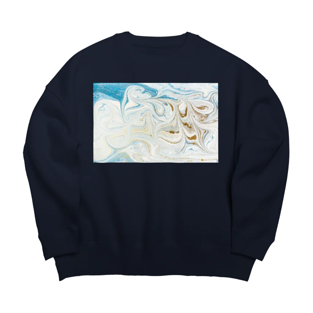 ya-pyのマーブル 大理石 青 ブルー Big Crew Neck Sweatshirt