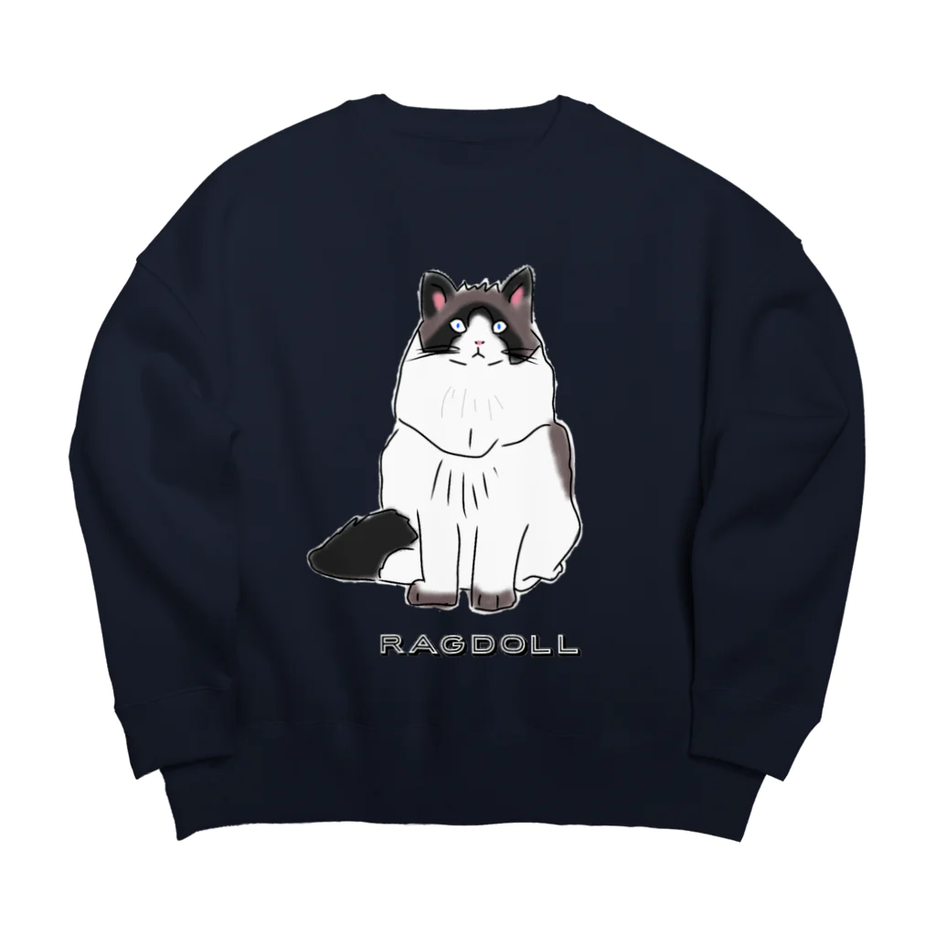 小鳥と映画館のラグドール ゴージャスな猫 Big Crew Neck Sweatshirt