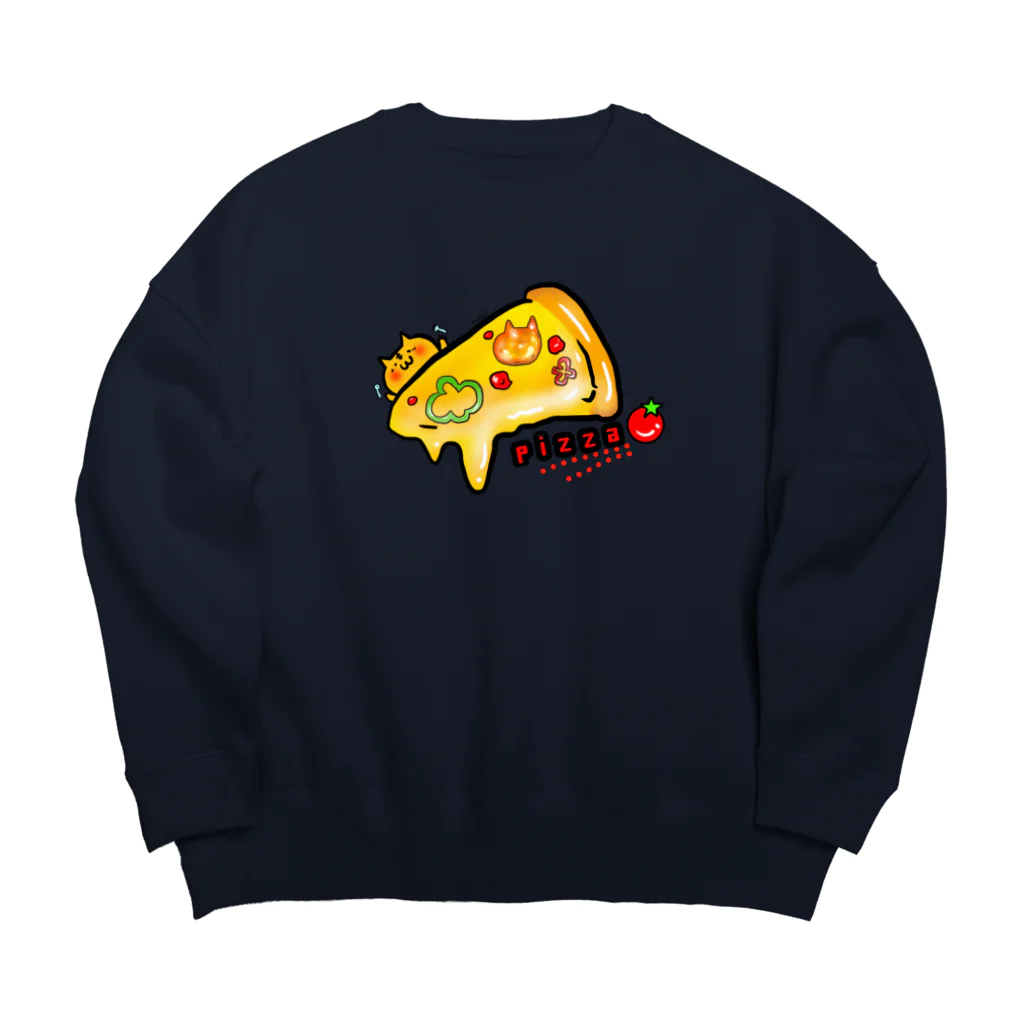 まめのき。のねこピザ① Big Crew Neck Sweatshirt