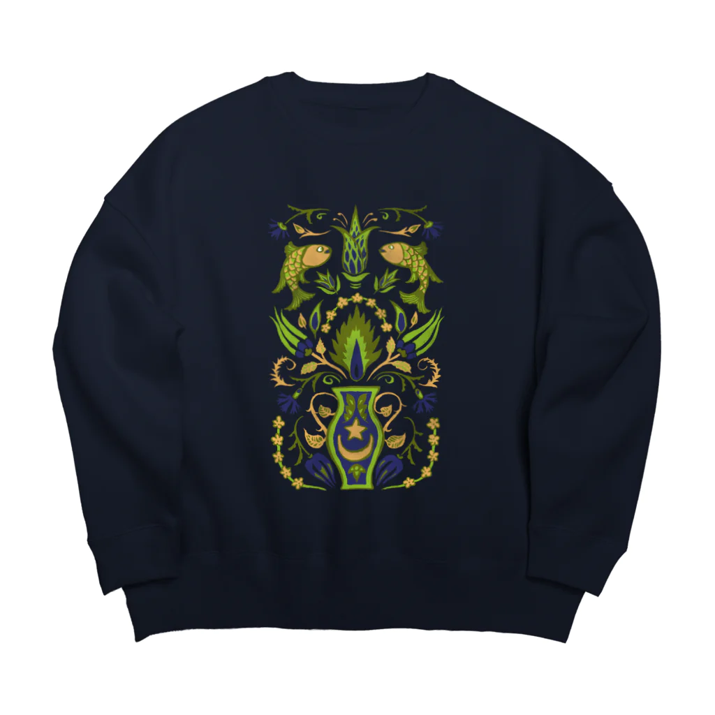 IZANAMI by Akane Yabushitaの🇹🇷トルコのイズニックタイル【オリーブ】 Big Crew Neck Sweatshirt