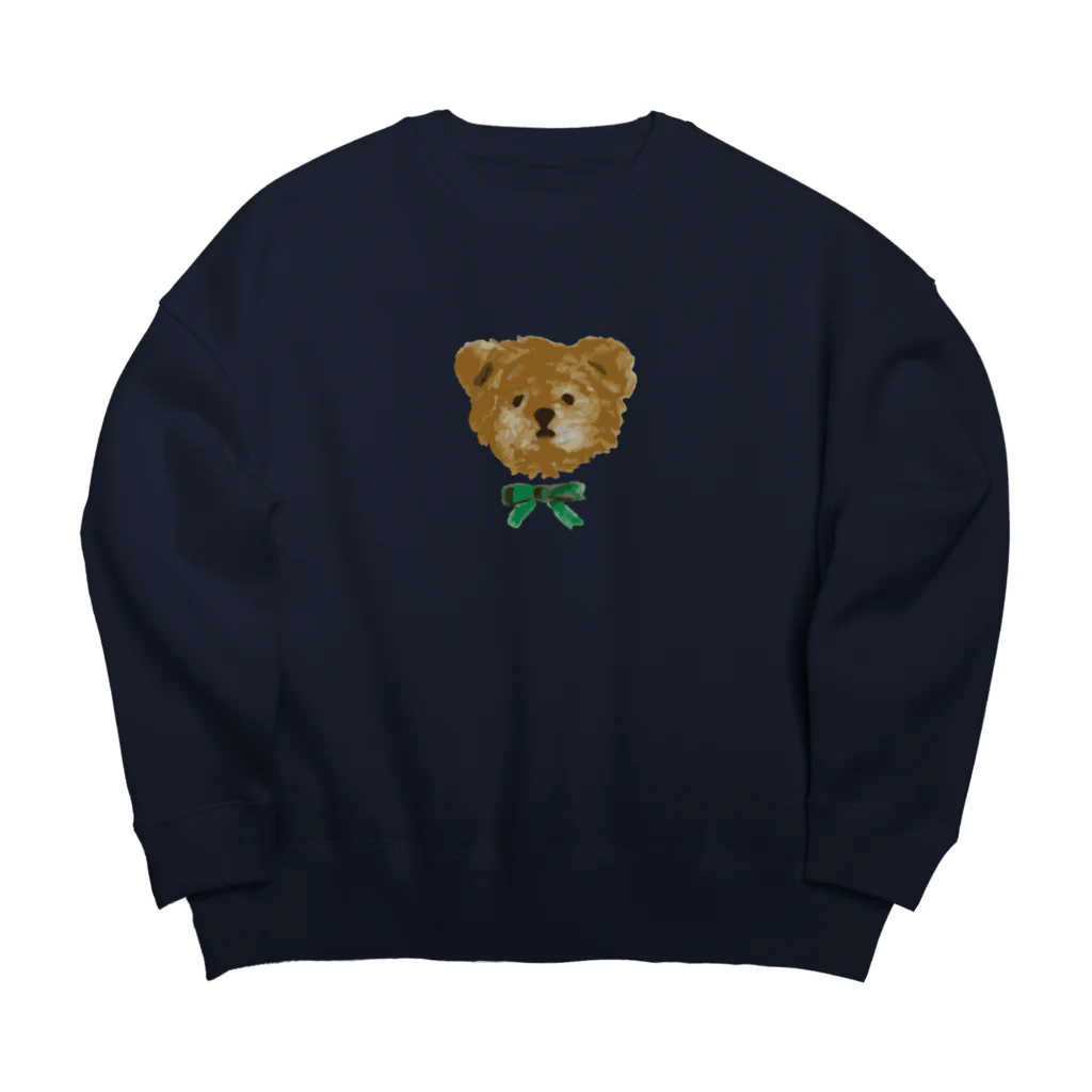 papiko くまさんのぬいぐるみ　テディベア　リボン Big Crew Neck Sweatshirt