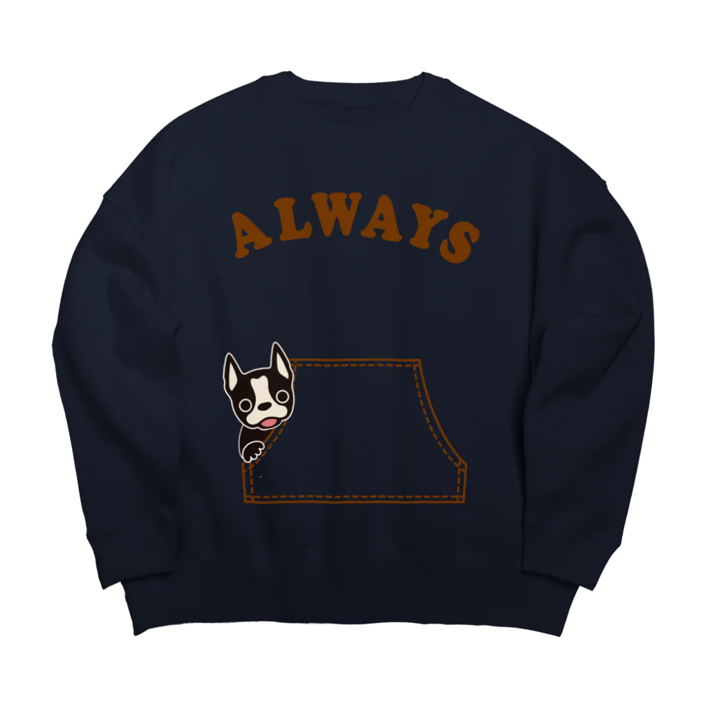 キッズモード某のカンガルーポケットからボストンテリア Big Crew Neck Sweatshirt