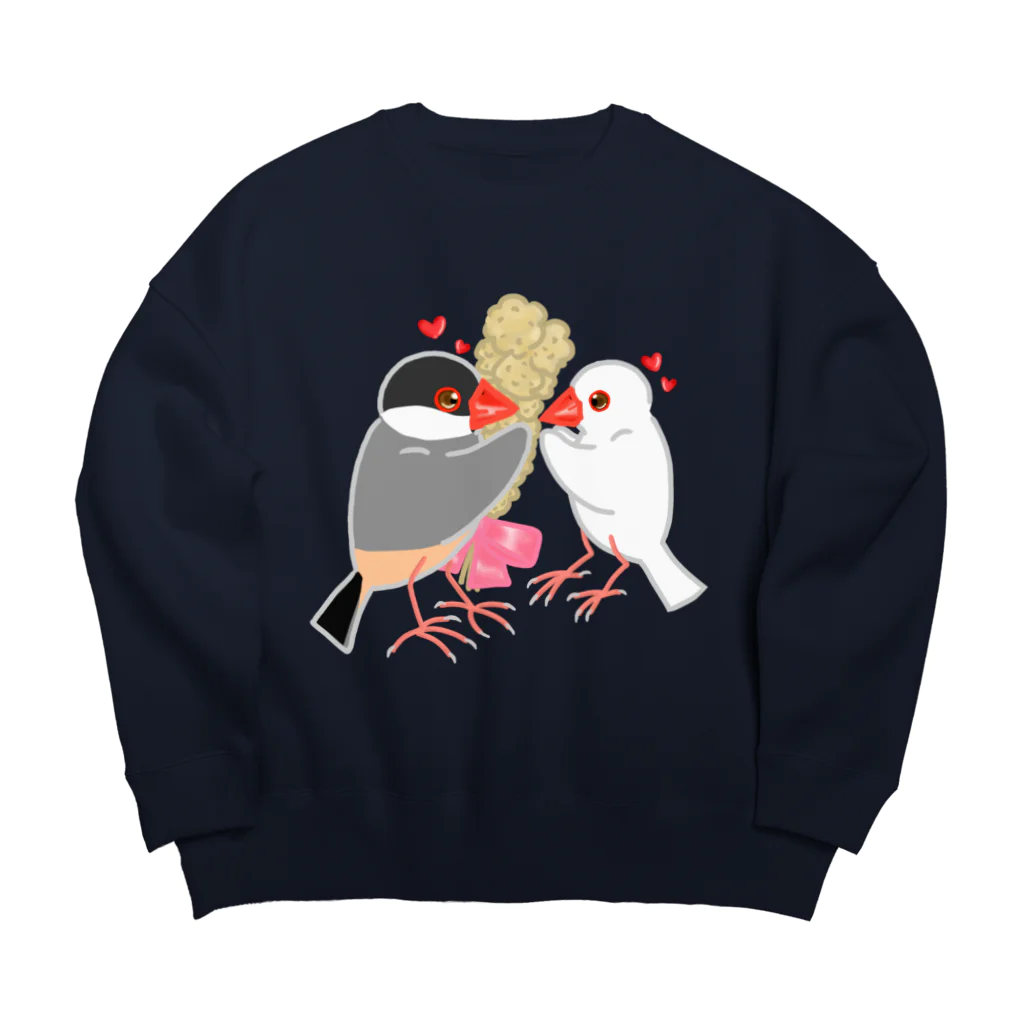 Lily bird（リリーバード）の粟穂をプレゼント 桜&白文鳥 Big Crew Neck Sweatshirt