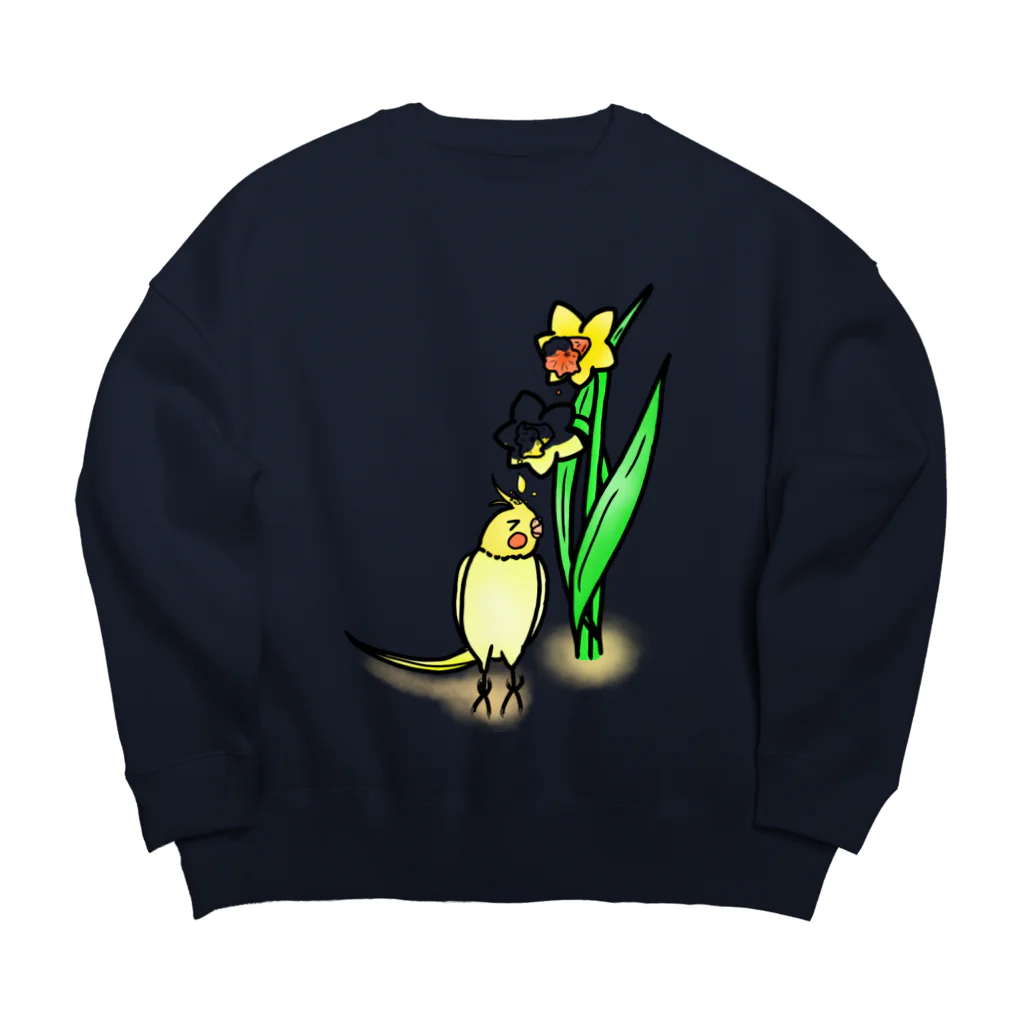 Lily bird（リリーバード）の水仙の雫で染まるオカメインコ① Big Crew Neck Sweatshirt