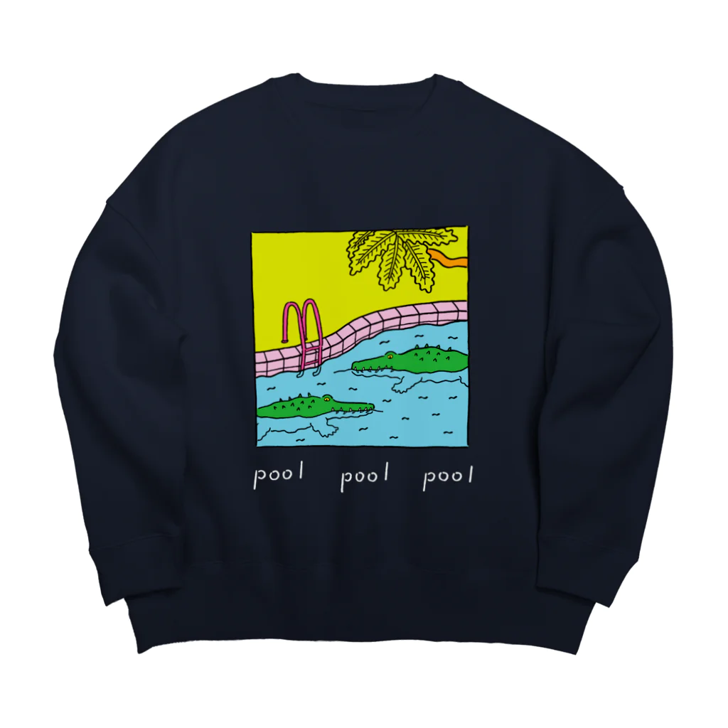 Futakawa Mayuのグッズショップのpool ワニ 白文字 Big Crew Neck Sweatshirt