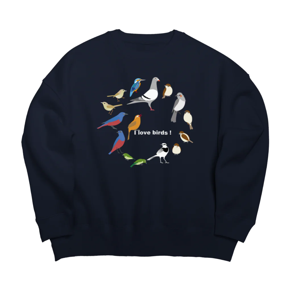 エダマメトイチ雑貨店のI love birds B  特大 Big Crew Neck Sweatshirt