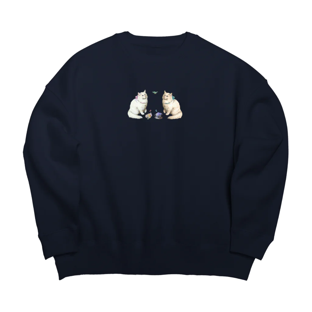 海賊猫 cocoのvictorian cat♡Donation♡お茶会ねこちゃん 『ねこのお茶会』 Big Crew Neck Sweatshirt