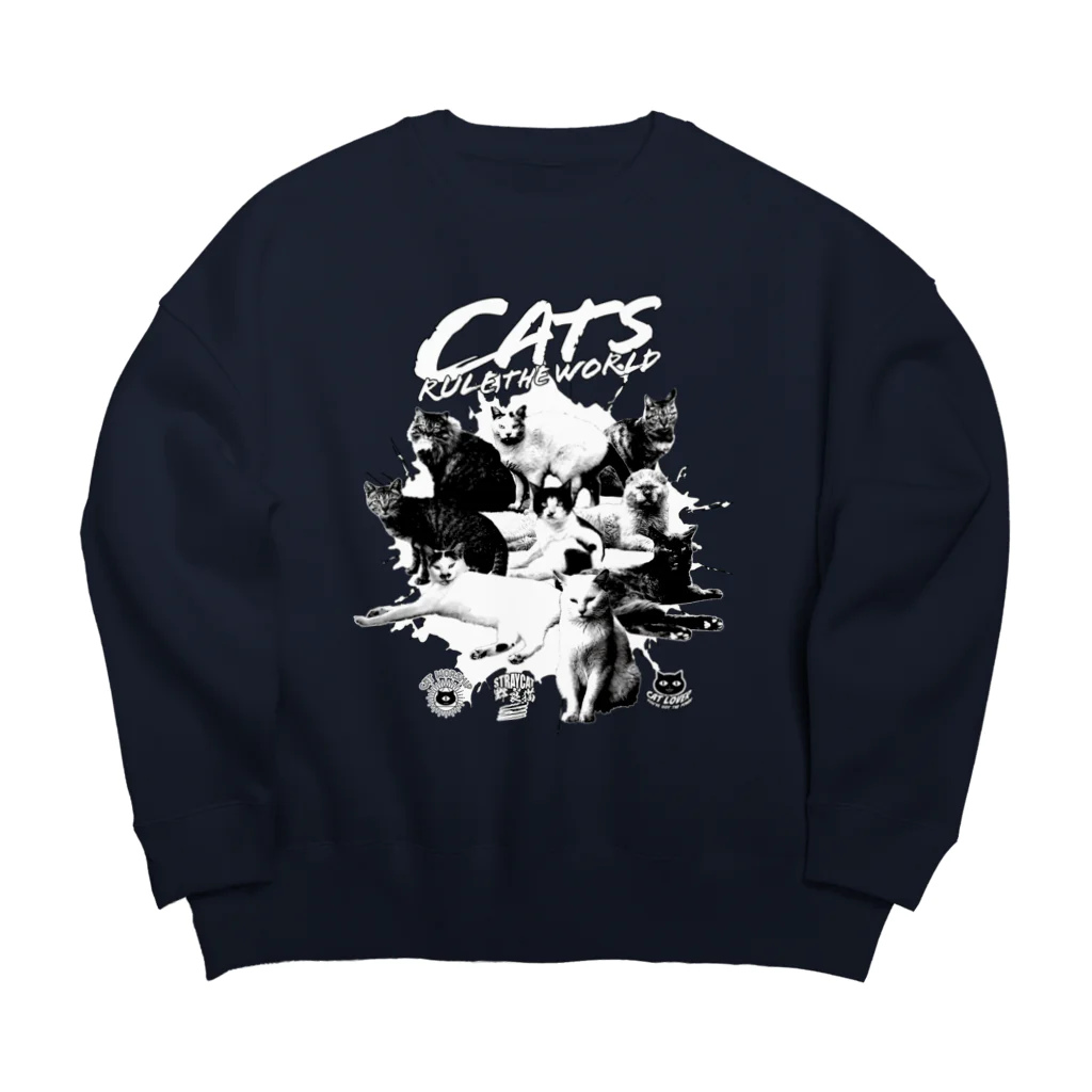 LONESOME TYPE ススの猫が世界を支配する（黒） Big Crew Neck Sweatshirt