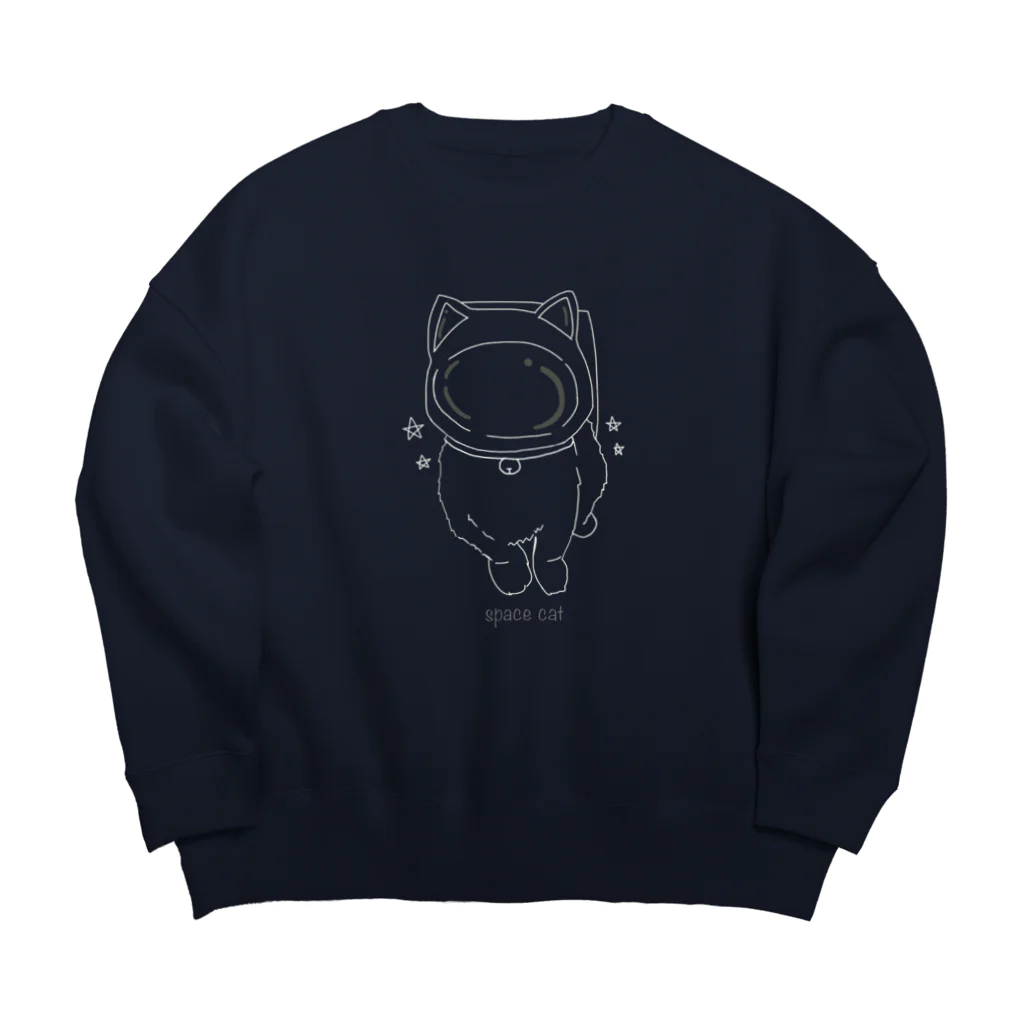 amemugi（あめむぎ）の（濃色ver.）宇宙ねこ。 Big Crew Neck Sweatshirt