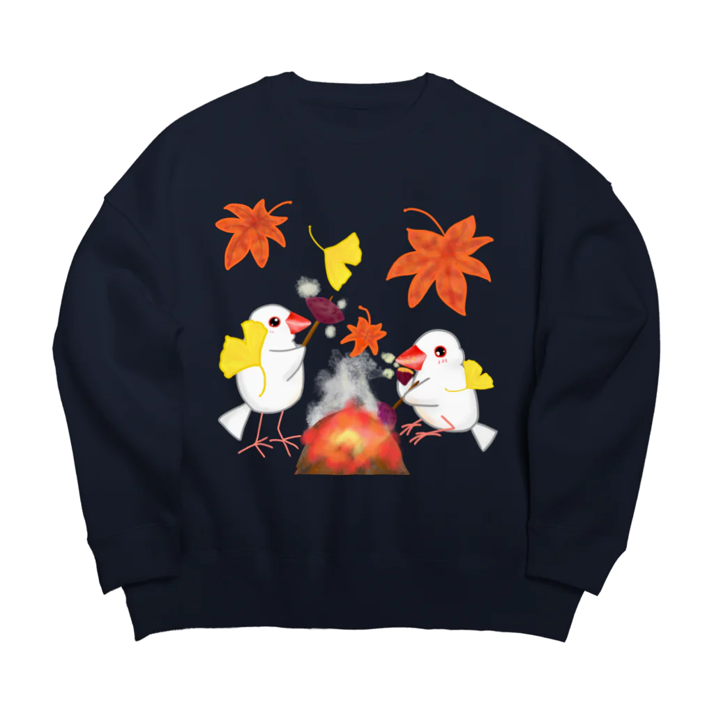 Lily bird（リリーバード）の落ち葉と焼き芋と文鳥ず Big Crew Neck Sweatshirt