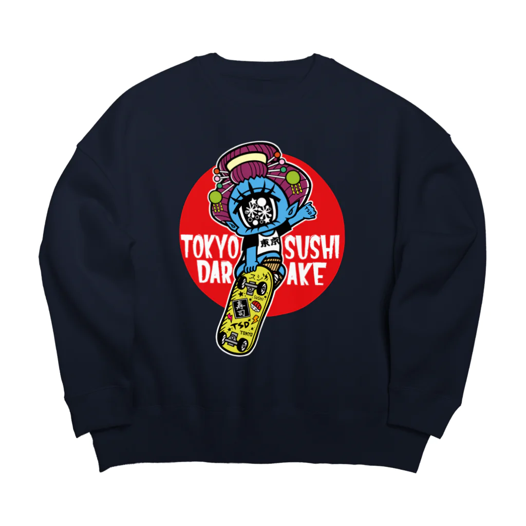 東京スシダラケのアカメシちゃんスケボーver.(カラー) Big Crew Neck Sweatshirt