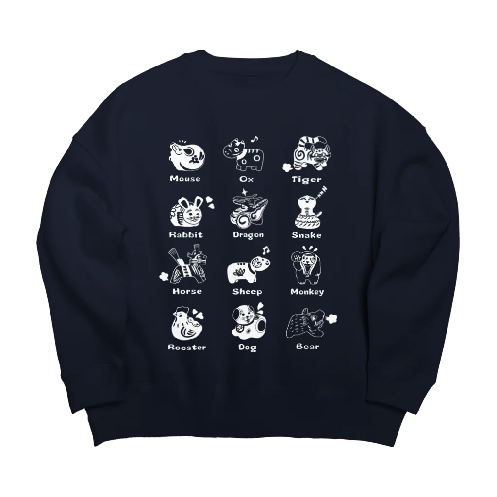 SU-KUのThe Zodiac of Fukushima(白抜き) Big Crew Neck Sweatshirt